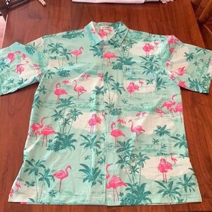 Aptro Men’s Hawaiian Flamingo Shirt